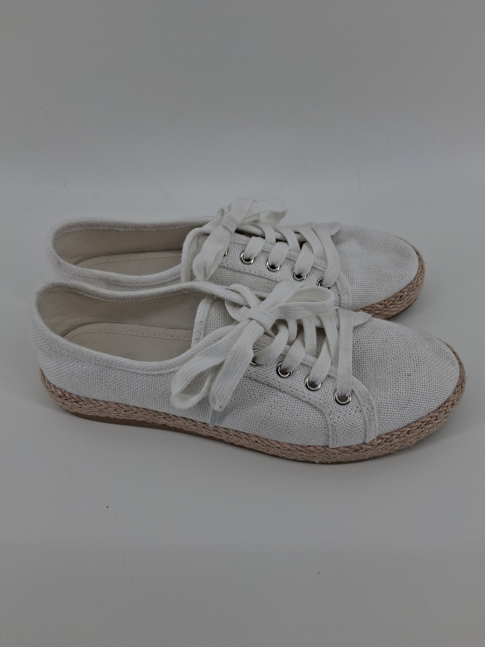Tommy Bahama White Canvas Espadrille-Style Lace-Up Sneakers